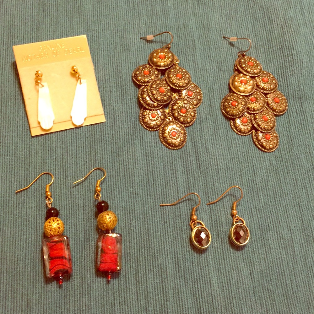 Four pairs of fun boho earrings